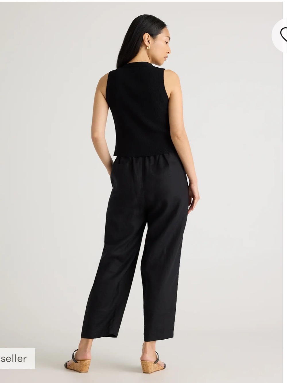 NWT! Quince Black Wide-Leg Linen Trousers in Black szXL - Picture 2 of 10
